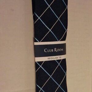Club Room Preston Grid Neck Tie. Color blue.